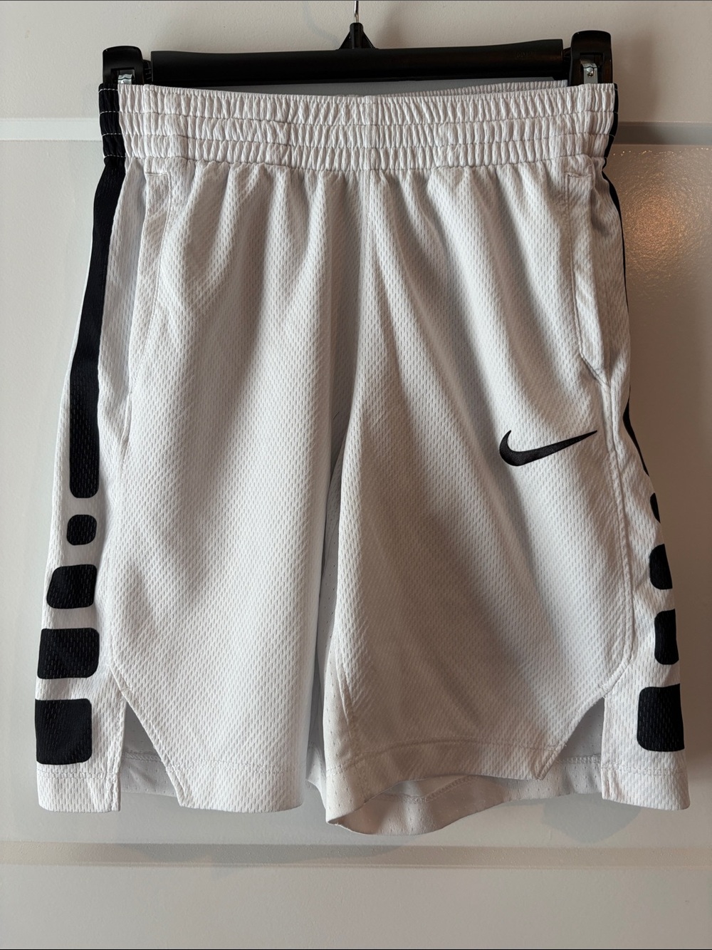 Nike White Athletic Mesh Shorts with Black Accents